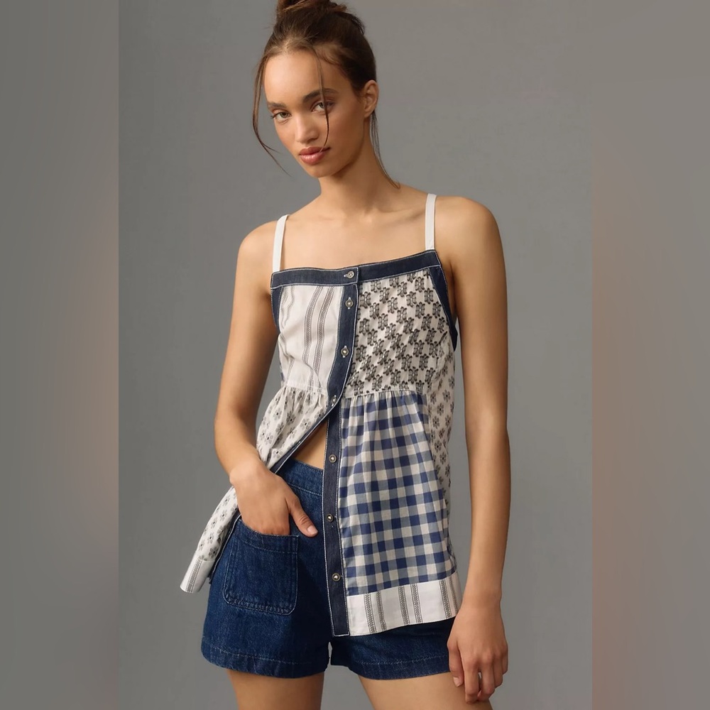 NWT Anthropologie Pilcro Mixed Patterned Babydoll Tank Size Small